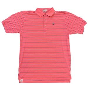 Peter Millar Summer Comfort Striped Pink Polo Golf Shirt XL Embroidered